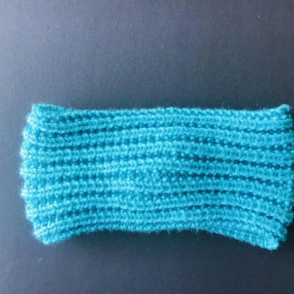 Hand Knit Twisted Winter Headband - Blue Mint - Picture 2 of 3